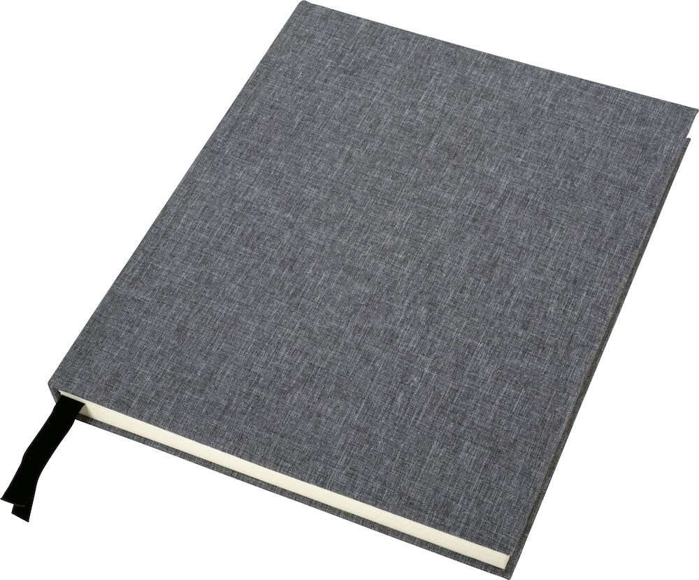 Notatbok hard_C grå tekstil 125ark