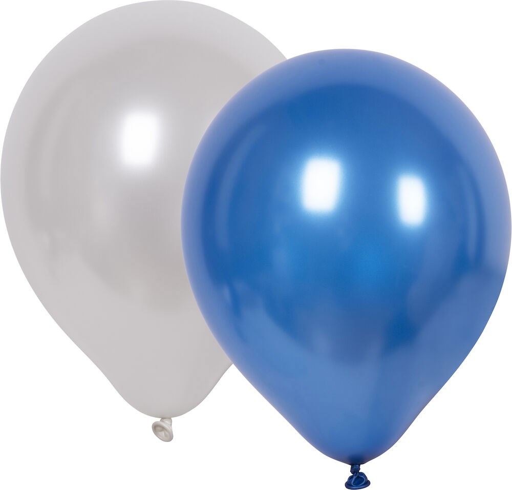 Ballonger, 8pk, blåmix metallic