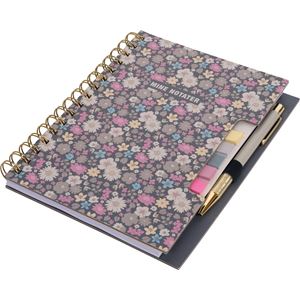 Notatbok med sticky notes og penn Daisy