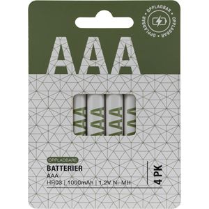 AAA_HR03 Oppladbare batterier 4pk
