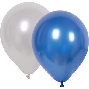Ballonger, 8pk, blåmix metallic